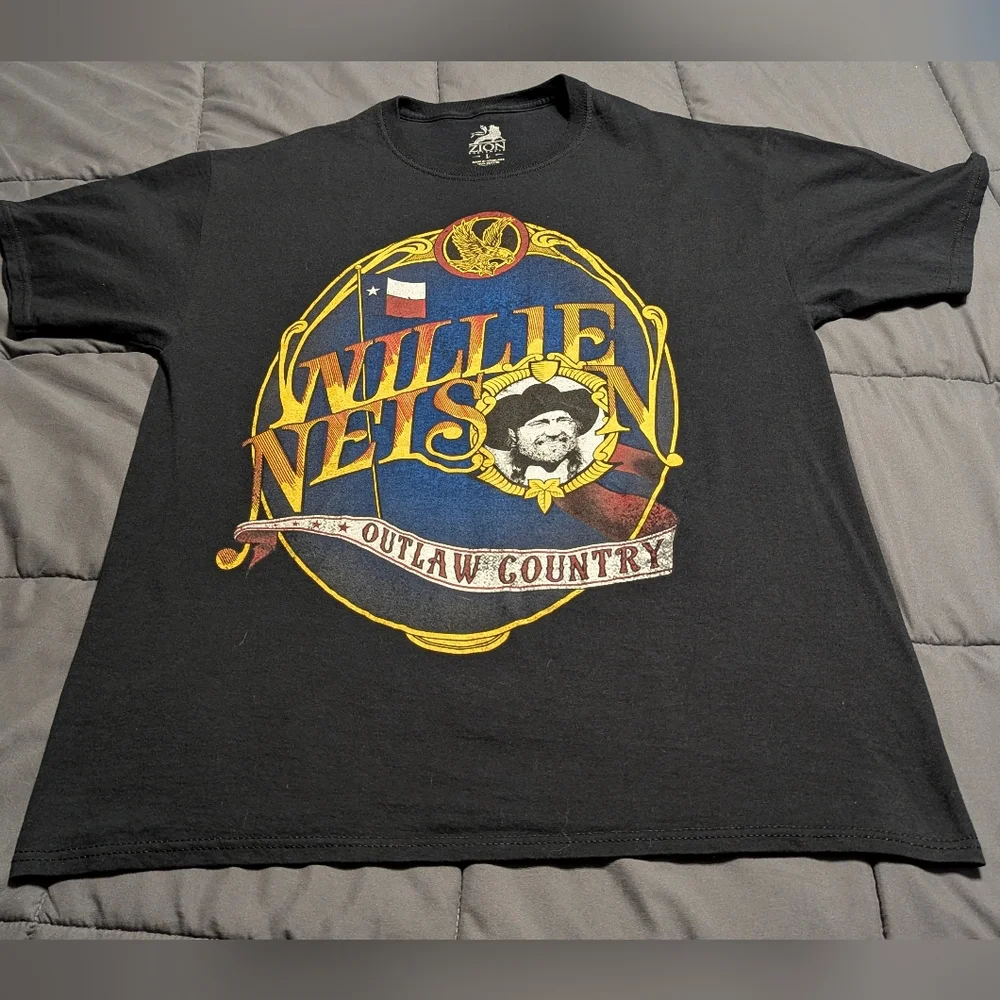 Willie Nelson Outlaw Country Black Band T-shirt Size Large - Picture 2 of 4